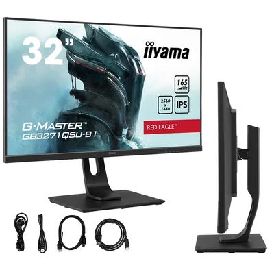 Moniteur premium iiyama G-Master Red Eagle GB3271QSU-B1 WQHD IPS 165 Hz 1 ms FreeSync, 2 ports HDMI, 2 ports DisplayPort