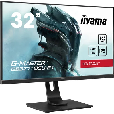 Moniteur premium iiyama G-Master Red Eagle GB3271QSU-B1 WQHD IPS 165 Hz 1 ms FreeSync, 2 ports HDMI, 2 ports DisplayPort