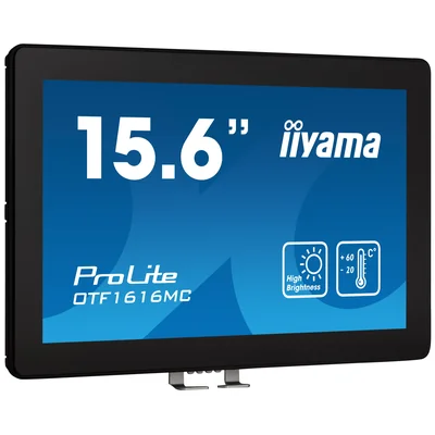 Moniteur tactile iiyama OTF1616MC-B1 15,6" IPS LED haute luminosité IP65 7H UV RJ45 pour installation extérieure