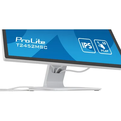 Moniteur tactile iiyama ProLite T2452MSC-W1 24" IPS LED, 10 points de contact, HDMI, DisplayPort, haut-parleurs, blanc