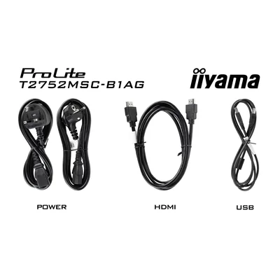 Moniteur tactile IPS LED iiyama ProLite T2752MSC-B1AG 27" / HDMI, DisplayPort / Haut-parleurs, Revêtement antireflet