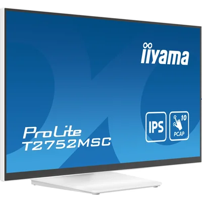 Moniteur tactile IPS LED iiyama ProLite T2752MSC-W1 27" blanc / HDMI, DisplayPort / Haut-parleurs, revêtement NANO