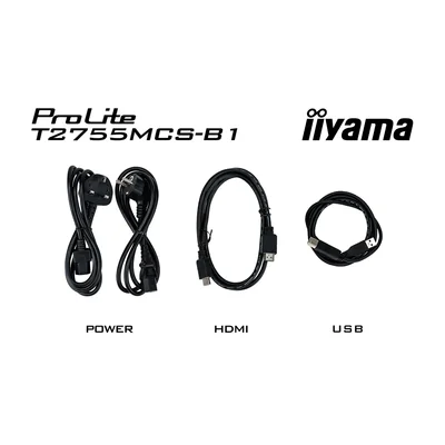 Moniteur tactile IPS LED iiyama ProLite T2755MSC-B1 27" / HDMI, DisplayPort / Haut-parleurs, Revêtement NANO