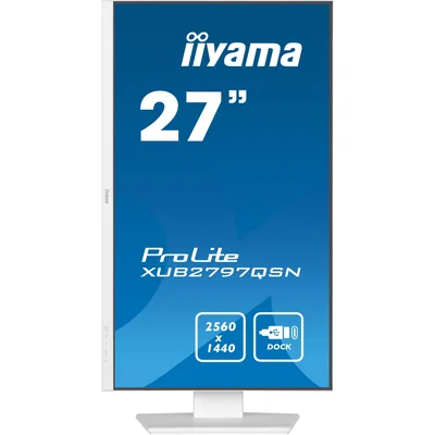 Monitor bianco iiyama ProLite XUB2797QSN-W2 27" IPS LED WQHD 1ms 100Hz /HDMI DP/ Docking station USB-C integrata, FlickerFree