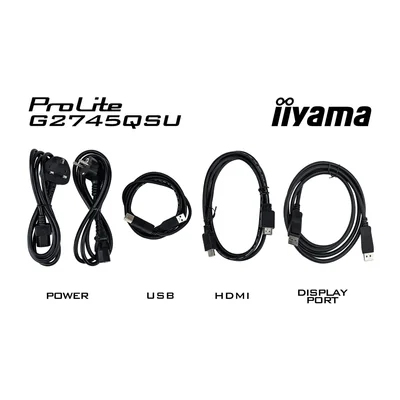 Monitor Black Hawk iiyama G-Master G2745QSU-B2 de 27" WQHD IPS LED, 100 Hz, 1 ms, HDMI, DisplayPort, concentrador USB, sin parpadeo