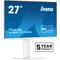 Monitor blanco iiyama ProLite XUB2797HSN-W2 de 27" IPS LED, 1 ms, 100 Hz, HDMI, puerto USB-C integrado, LAN, sin parpadeo