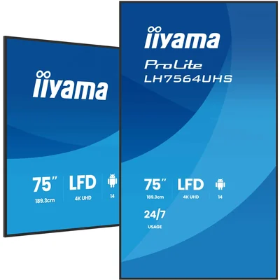 Monitor de presentación iiyama DS LH7564UHS-B1AG de 75", LED VA 4K, USB-C, iiSignage² (CMS), iiControl (DMS), iiShare, 24/7