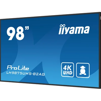 Monitor de señalización digital profesional iiyama ProLite LH9875UHS-B2AG 98” 4K UHD IPS LED, 24/7, Android, iiSignage²