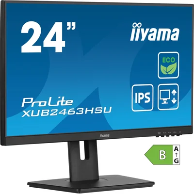 Monitor iiyama ECO ProLite XUB2463HSU-B1 da 24" IPS LED 100Hz /HDMI DisplayPort/hub USB, HAS, Eye Safe, Eye Comfort