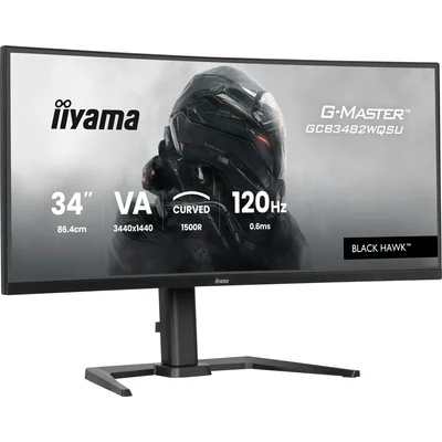 Monitor iiyama G-Master GCB3482WQSU-B1 Black Hawk de 34" con LED VA curvado, 120 Hz, 0,6 ms (HDMI, DP, USB-C), FreeSync Premium