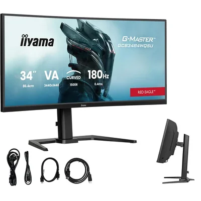 Monitor iiyama G-Master GCB3484WQSU-B1 de 34" curvo UWQHD VA LED, 180 Hz, 0,4 ms, HDR, FreeSync Premium, 2 HDMI, 1 DP