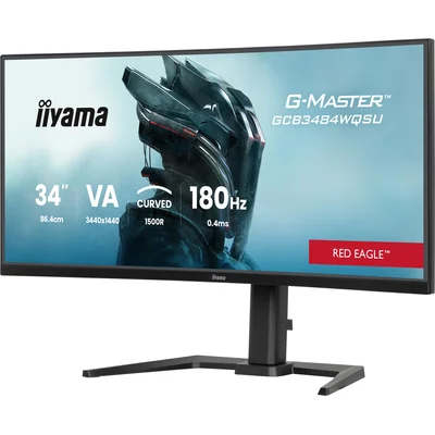 Monitor iiyama G-Master GCB3484WQSU-B1 de 34" curvo UWQHD VA LED, 180 Hz, 0,4 ms, HDR, FreeSync Premium, 2 HDMI, 1 DP
