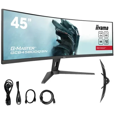 Monitor iiyama G-Master GCB4580DQSN-B1 45" VA LED HDR DQHD Zagięty 0.8ms 165Hz /HDMI DP/ hub USB, FlickerFree, USB-C dock
