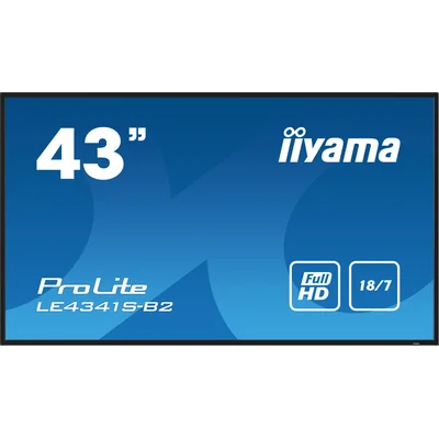 Monitor iiyama ProLite LE4341S-B2 de 43" IPS LED, FHD, señalización digital 18/7, 1 VGA, 3 HDMI, USB, LAN