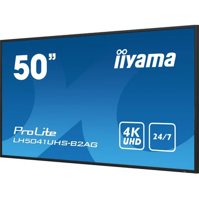 Монітор iiyama ProLite LH5041UHS-B2AG 50" VA LED, 4K, цілодобова цифрова вивіска, 1xVGA, 3xHDMI, динаміки, USB-медіаплеєр