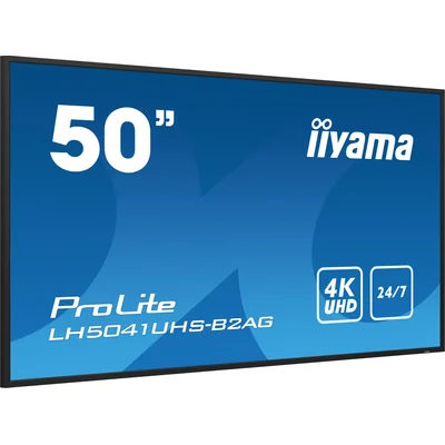 Monitor iiyama ProLite LH5041UHS-B2AG de 50" VA LED, 4K, señalización digital 24/7, 1 VGA, 3 HDMI, altavoces, reproductor multimedia USB