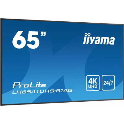 Монітор iiyama ProLite LH6541UHS-B1AG 65" VA LED, 4K, цілодобова цифрова вивіска, 3xHDMI, динаміки, USB-медіаплеєр