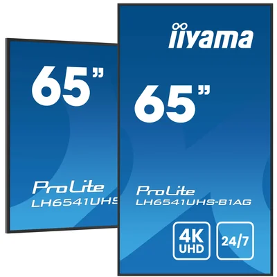 Monitor iiyama ProLite LH6541UHS-B1AG da 65" VA LED, 4K, segnaletica digitale 24/7, 3xHDMI, altoparlanti, lettore multimediale USB