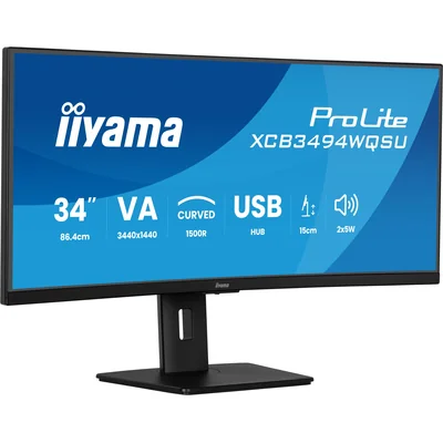 Monitor iiyama ProLite XCB3494WQSU-B1 de 34" curvo UWQHD VA LED 0,4 ms 120 Hz /2 HDMI DP/ FreeSync sin parpadeo