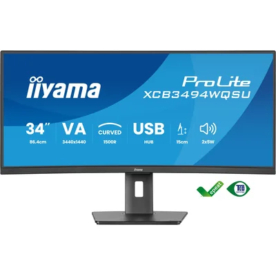 Monitor iiyama ProLite XCB3494WQSU-B1 de 34" curvo UWQHD VA LED 0,4 ms 120 Hz /2 HDMI DP/ FreeSync sin parpadeo