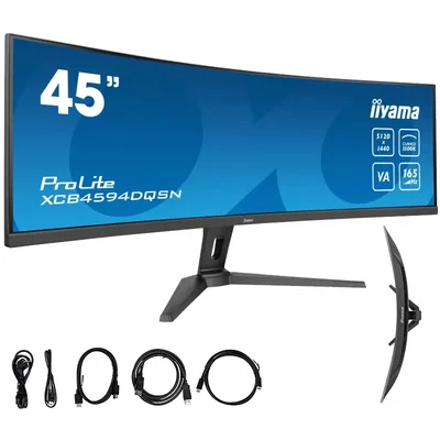Monitor iiyama ProLite XCB4594DQSN-B1 45" zagięte VA LED 7.4K 165Hz 0.8ms /USB-C, 2xHDMI, DP/ KVM, Stacja dokująca USB-C, LAN
