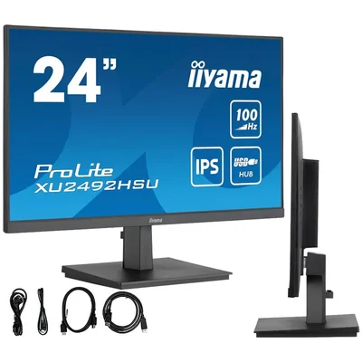 Monitor iiyama ProLite XU2492HSU-B6 24" IPS LED 100Hz 0,4ms /HDMI, DisplayPort, hub USB/FlickerFree