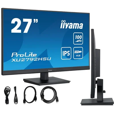 Monitor iiyama ProLite XU2792HSU-B6 de 27" IPS LED, 100 Hz, 0,4 ms, HDMI, DisplayPort, concentrador USB, sin parpadeo