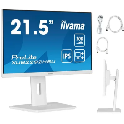Монітор iiyama ProLite XUB2292HSU-W6 22" IPS LED 100Hz 0.4ms /HDMI DisplayPort/ USB-хаб FlickerFree HAS White