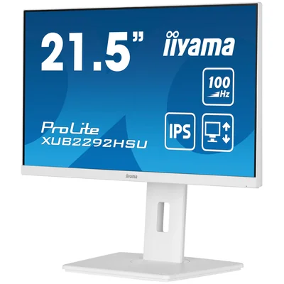 Monitor iiyama ProLite XUB2292HSU-W6 de 22" IPS LED, 100 Hz, 0,4 ms, HDMI, DisplayPort, concentrador USB, sin parpadeo, blanco