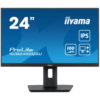 Monitor iiyama ProLite XUB2492QSU-B1 24" WQHD IPS 100Hz 0,5ms /HDMI, DisplayPort/USB hub, FlickerFree, BlueLightReducer