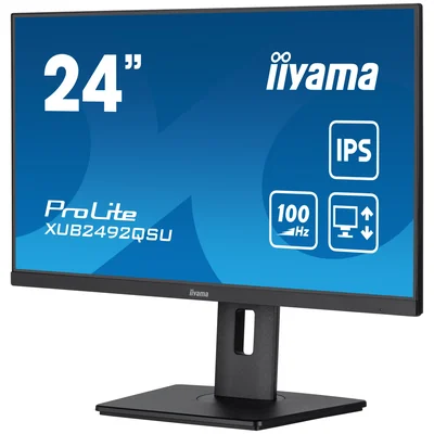 Monitor iiyama ProLite XUB2492QSU-B1 24" WQHD IPS 100Hz 0,5ms /HDMI, DisplayPort/USB hub, FlickerFree, BlueLightReducer