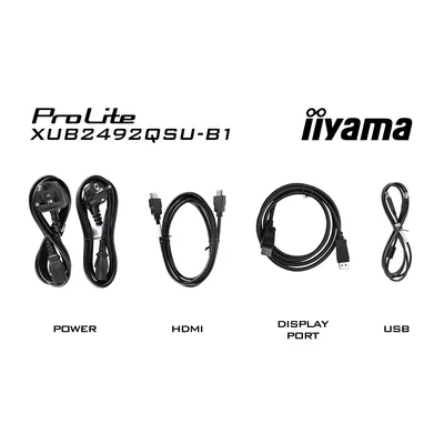 Monitor iiyama ProLite XUB2492QSU-B1 de 24" WQHD IPS, 100 Hz, 0,5 ms, HDMI, concentrador DisplayPort/USB, sin parpadeo, reductor de luz azul