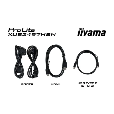 Monitor iiyama ProLite XUB2497HSN-B2 24" IPS LED 1ms 100Hz /HDMI DP/ Built-in USB-C docking station, FlickerFree