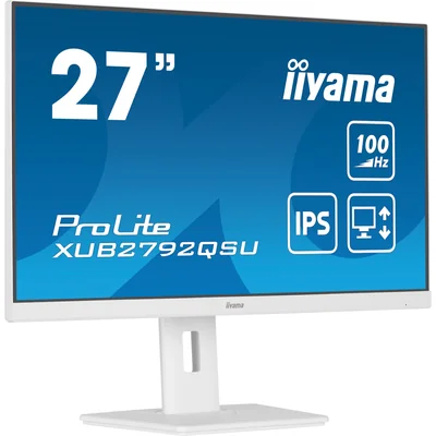 Monitor iiyama ProLite XUB2792QSU-W6 de 27" WQHD IPS LED, 0,4 ms, 100 Hz, HDMI DisplayPort, concentrador USB, blanco