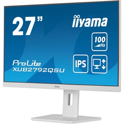 Monitor iiyama ProLite XUB2792QSU-W6 de 27" WQHD IPS LED, 0,4 ms, 100 Hz, HDMI DisplayPort, concentrador USB, blanco
