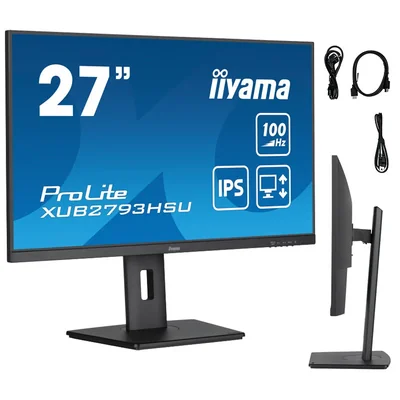 Monitor iiyama ProLite XUB2793HSU-B7 27" IPS LED 1ms 100Hz /HDMI, DisplayPort, USB hub / nastavení výšky, FlickerFree