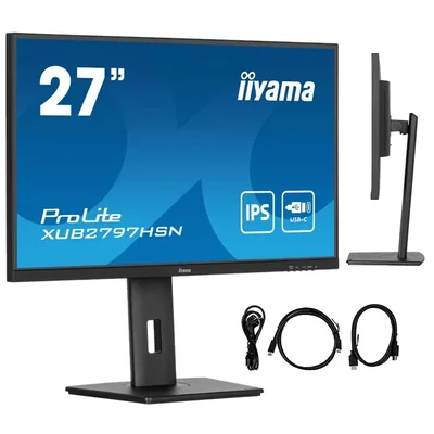 Monitor iiyama ProLite XUB2797HSN-B2 27" IPS LED 1ms 100Hz /HDMI DP/ Docking station integrata USB-C, LAN, FlickerFree