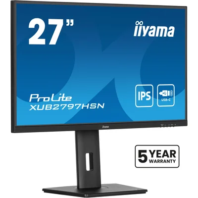 Monitor iiyama ProLite XUB2797HSN-B2 27" IPS LED 1ms 100Hz /HDMI DP/ Docking station integrata USB-C, LAN, FlickerFree
