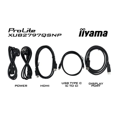 Monitor iiyama ProLite XUB2797QSNP-B1 27" IPS WQHD LED 1ms 100Hz /USB-C HDMI DP/ KVM LAN FlickerFree Docking Station