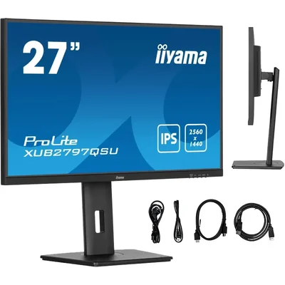 Monitor iiyama ProLite XUB2797QSU-B2 de 27" IPS WQHD LED 1 ms 100 Hz / HDMI DP / Sin parpadeo