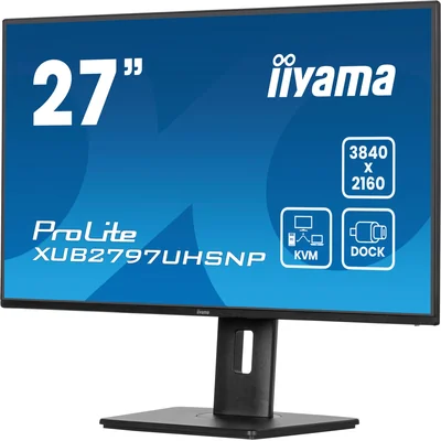 Monitor iiyama ProLite XUB2797UHSNP-B1 27" IPS LED 4K /USB-C HDMI DP/ KVM, Stacja dokująca USB-C, LAN