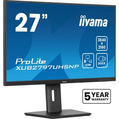 Monitor iiyama ProLite XUB2797UHSNP-B1 27" IPS LED 4K /USB-C HDMI DP/ KVM, USB-C Dockingstation, LAN