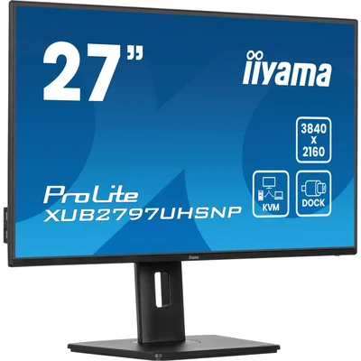 Монітор iiyama ProLite XUB2797UHSNP-B1 27" IPS LED 4K /USB-C HDMI DP/KVM, док-станція USB-C, LAN