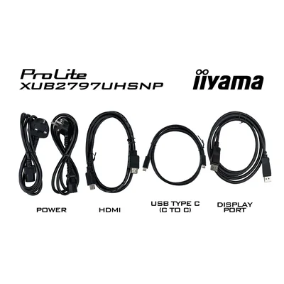 Monitor iiyama ProLite XUB2797UHSNP-B1 de 27" IPS LED 4K /USB-C HDMI DP/ KVM, estación de acoplamiento USB-C, LAN