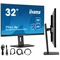 Monitor iiyama ProLite XUB3293UHSN-B5 32" IPS LED 4K /HDMI, DP, USB-C/KVM, Docking Station USB-C, LAN