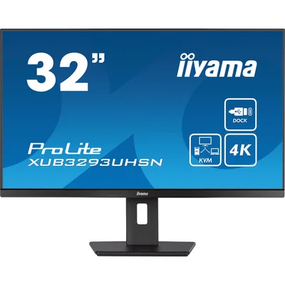 Monitor iiyama ProLite XUB3293UHSN-B5 32" IPS LED 4K /HDMI, DP, USB-C/KVM, Docking Station USB-C, LAN