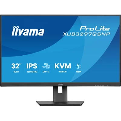 Монітор iiyama ProLite XUB3297QSNP-B1 32" IPS LED WQHD 1 мс 100 Гц /HDMI DP/ Вбудована док-станція USB-C, FlickerFree