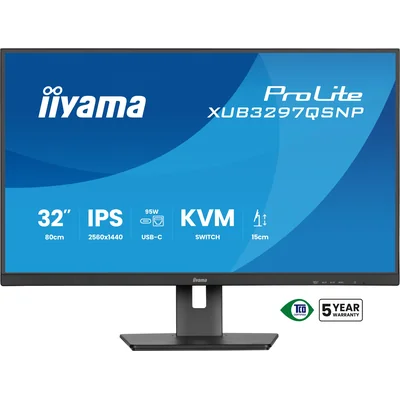 Monitor iiyama ProLite XUB3297QSNP-B1 32" IPS LED WQHD 1ms 100Hz /HDMI DP/ Built-in USB-C docking station, FlickerFree