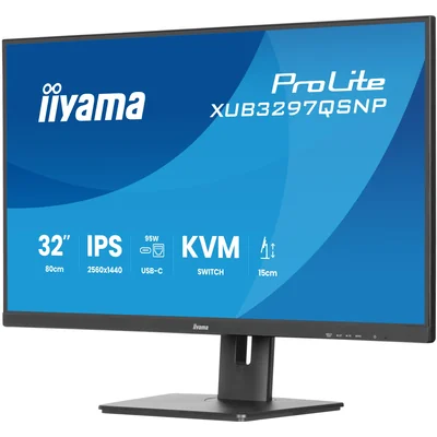 Monitor iiyama ProLite XUB3297QSNP-B1 32" IPS LED WQHD 1ms 100Hz /HDMI DP/ Built-in USB-C docking station, FlickerFree
