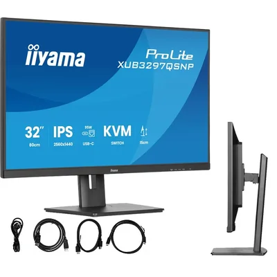 Monitor iiyama ProLite XUB3297QSNP-B1 32" IPS LED WQHD 1ms 100Hz /HDMI DP/ Docking station USB-C integrata, FlickerFree